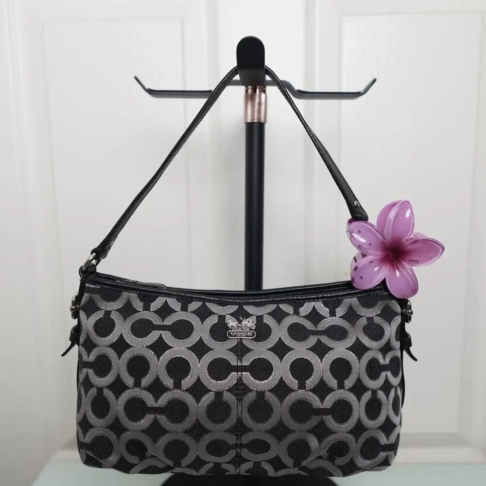Coach Op Art Baguette Bag Black Silver Y2K